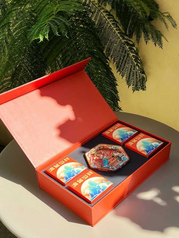 Orange & Gold Paper‑Cut Light Gift Box &ndash; Corporate Door Gift Singapore | ESG Eco Corporate Gift for Staff, Clients & Festive Seasons