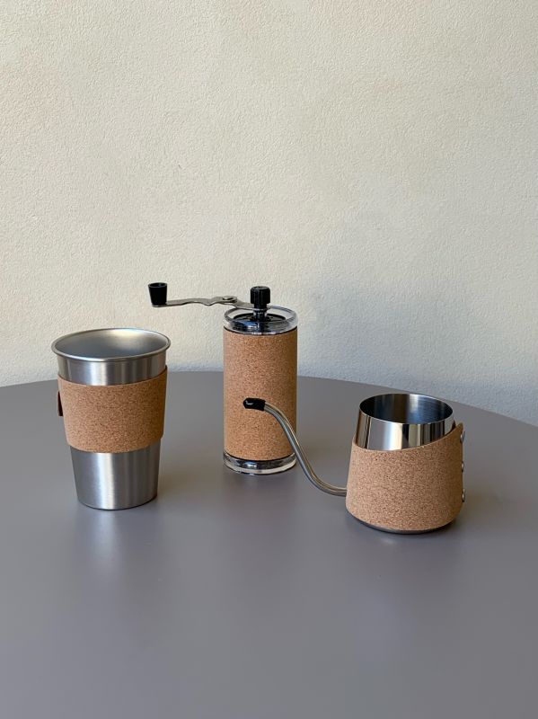 Cork Hand Coffee Grinder & Pour‑Over Set &ndash; Luxury Executive Gift Set for Corporate Gifting & Annual Dinner Souvenir Singapore