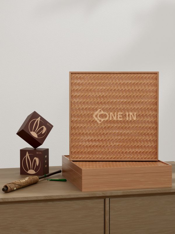Minimum Order Corporate Gift Singapore &ndash; Handwoven Bamboo Gift Box with Fan