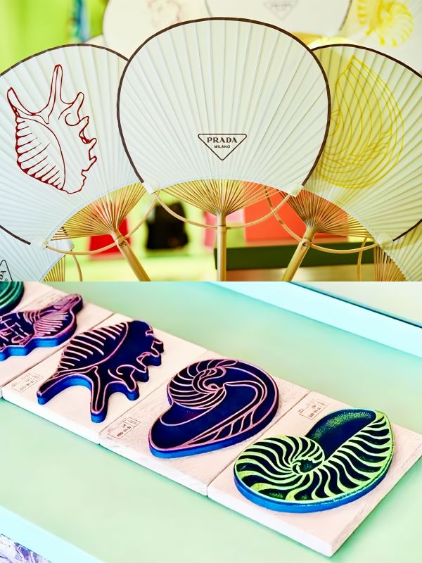 Eco Corporate Gift Ideas for Client &ndash; PRADA Rubbing Technique Round Silk Fan with Bamboo Frame