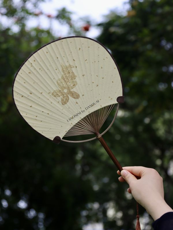 Eco Corporate Gift Ideas for Client &ndash; Heritage Silk Fan with Velvet Pouch & Custom Logo