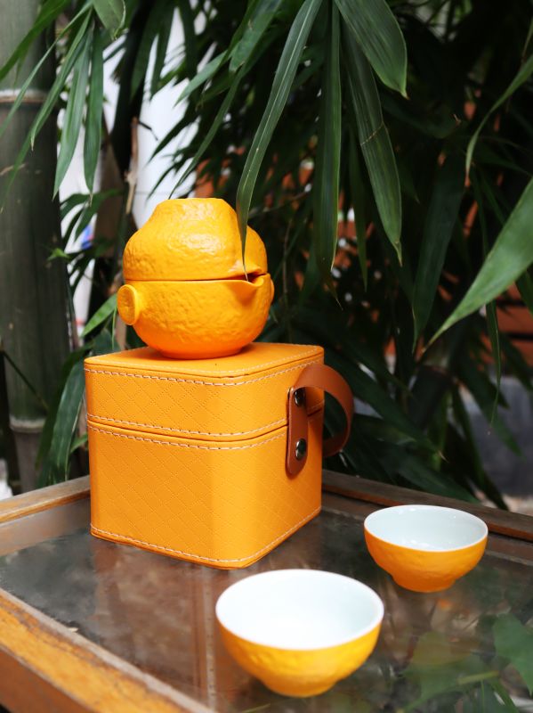 Custom Citrus Teapot & Cup Gift Set Bulk Order