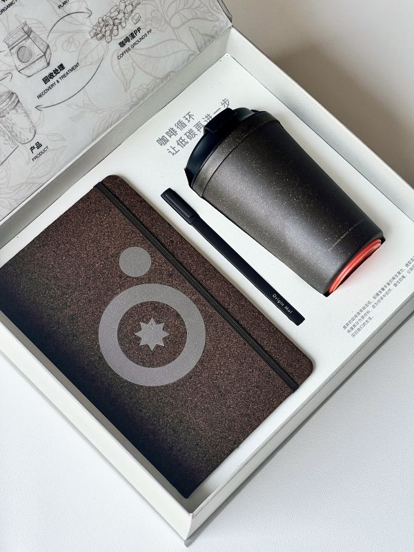 Coffee Grounds Recycled Gift Set &ndash; Eco Cup, Notebook, Pen