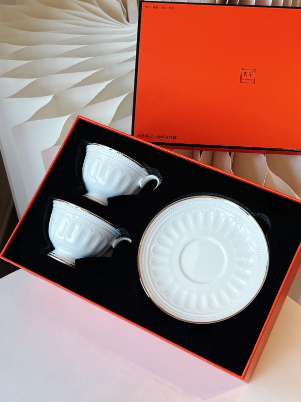 Custom Herm&egrave;s Orange Coffee Cup & Saucer Gift Set Bulk Order