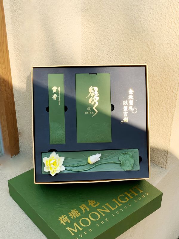 Custom Zen Lotus Incense Holder & Crab Voucher Gift Set Bulk Order