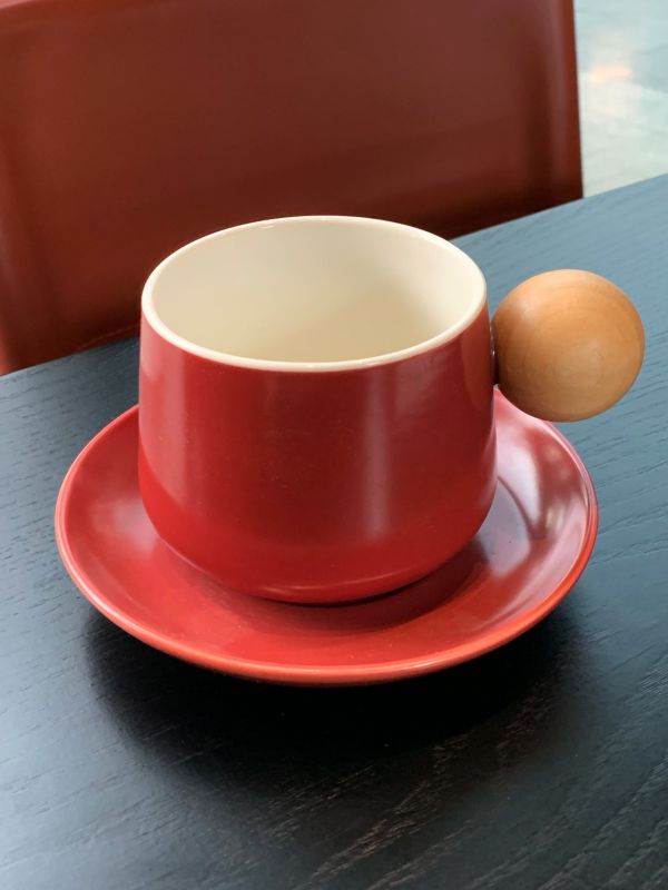Custom Engraved Coffee Cup with Wooden Handle