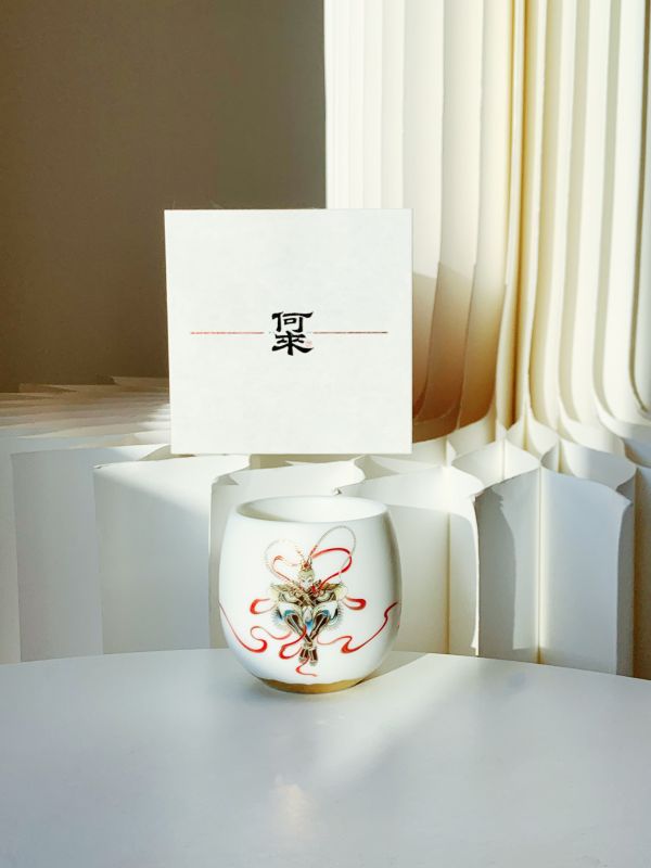 Custom Wukong White Porcelain Tea Cup Gift Set Bulk Order