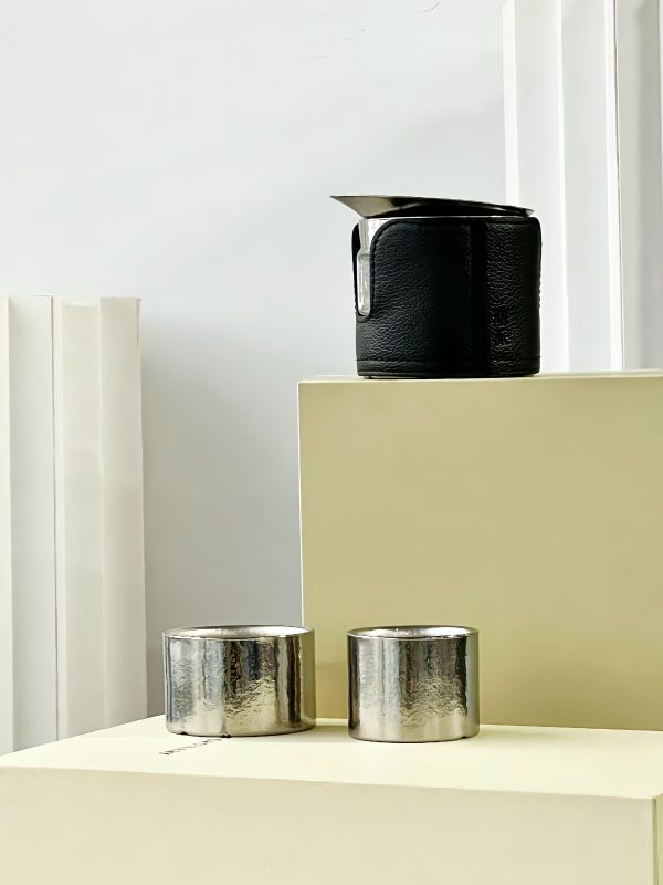Custom Logo Titanium Tea Set &ndash; Engraved Pot, Branded Leather Case