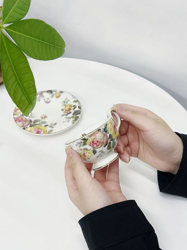 Floral Porcelain Coffee Cup Set
