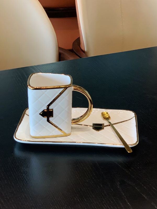 Custom Quilted Bag Mug & Saucer Gift Set Bulk Order