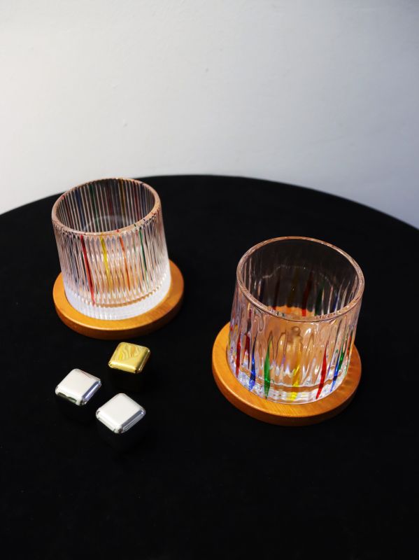 Custom Whiskey Glass & Wooden Coaster Gift Set Bulk Order