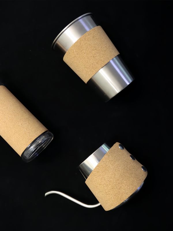 Custom Cork Coffee Set with Stainless Steel Cup & Grinder Bulk Order