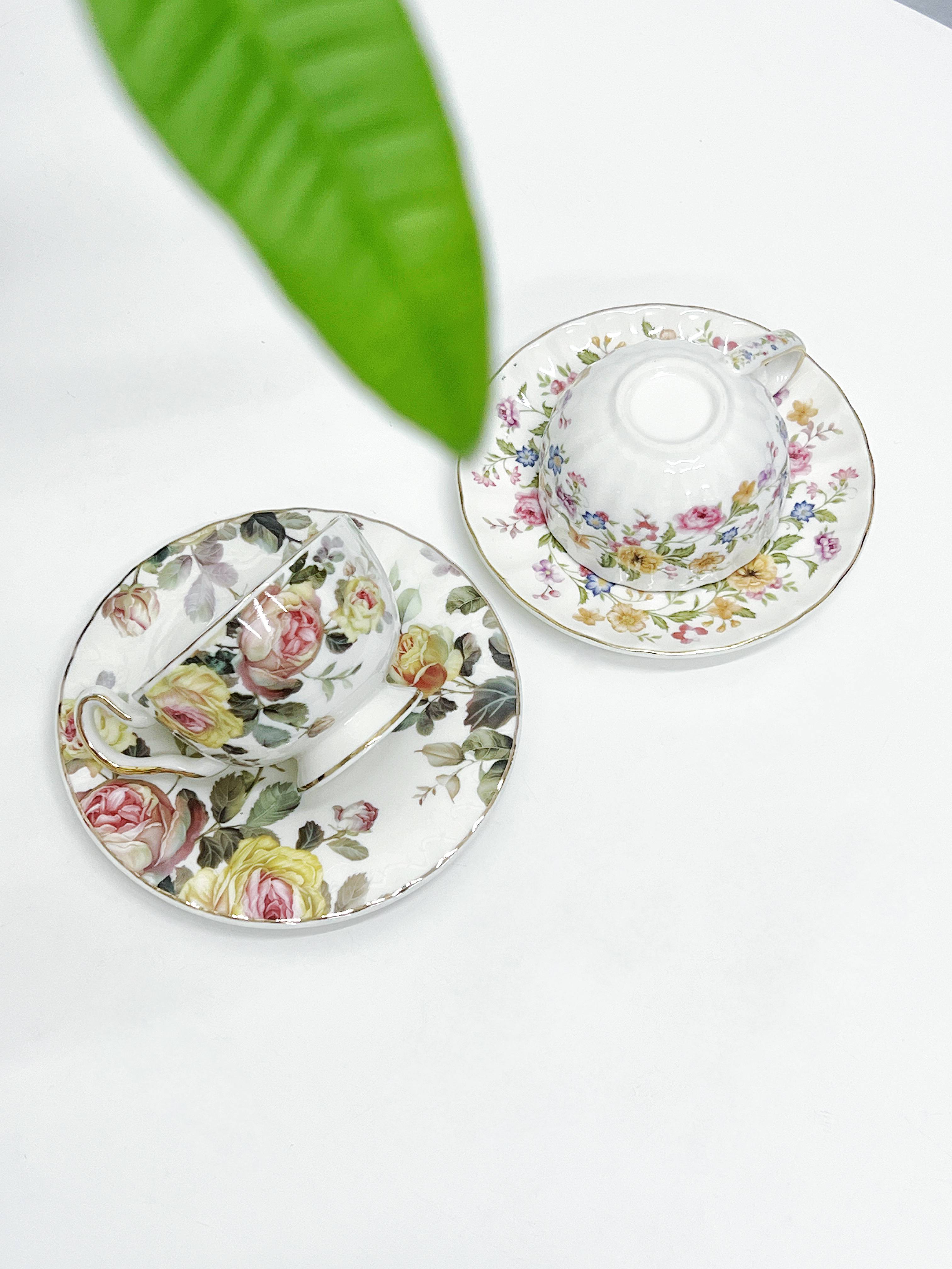 Custom Logo Floral Porcelain Cup