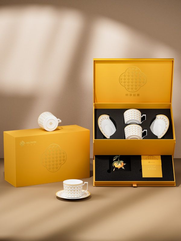 Corporate Gift Success Story in Singapore & Malaysia: Custom Bone China Coffee Cup & Brooch Gift Boxes for VIP Client Appreciation