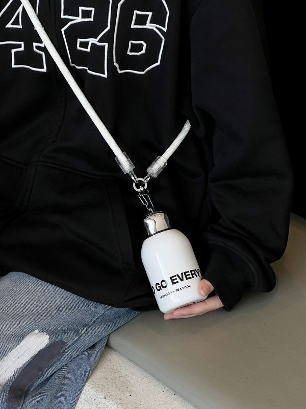 White Crossbody Insulated Bottle Corporate Gift