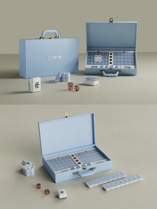 Sky Blue Mahjong Suitcase Gift Box