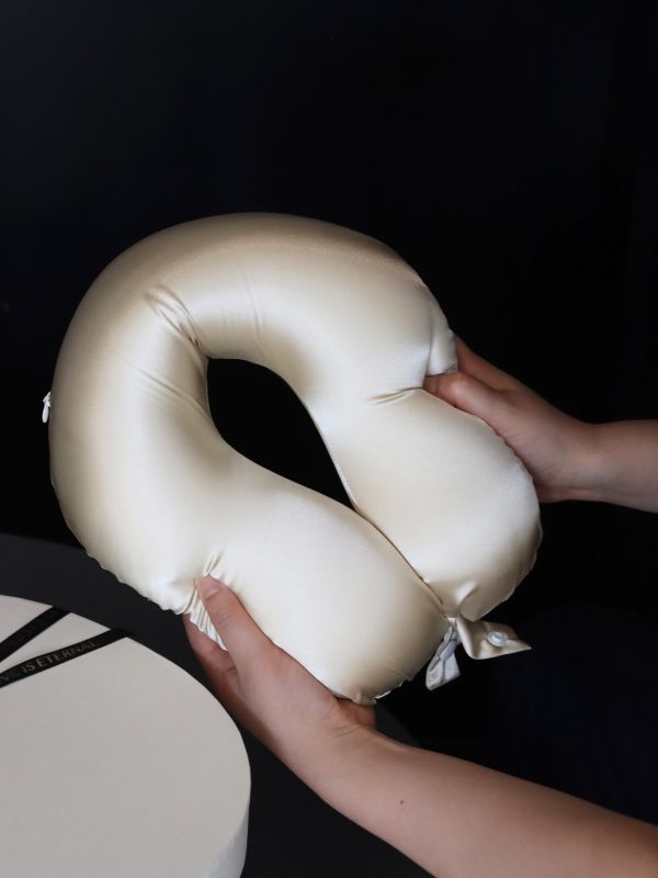  White Champagne Neck Pillow Gift for Employee Welfare Program | 800-Piece Bulk Order Across Asia