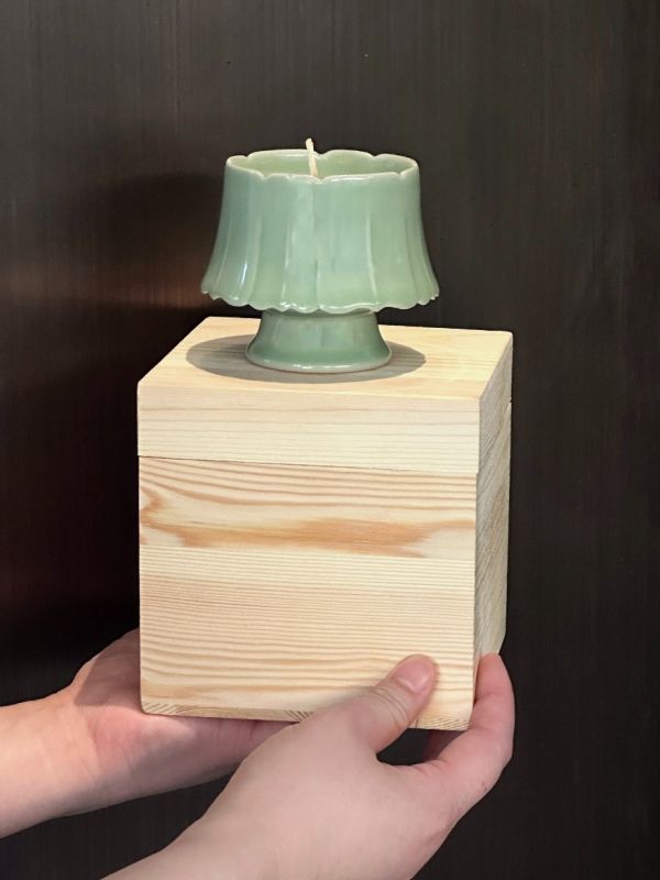 Green Candle Wooden Box Corporate Branding