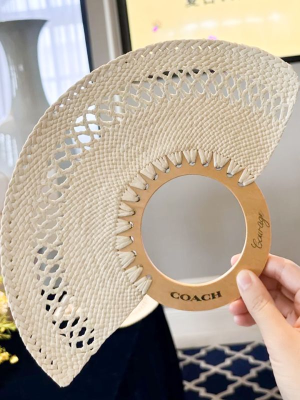 Bulk Custom Straw Weaving Fan Corporate Gifts