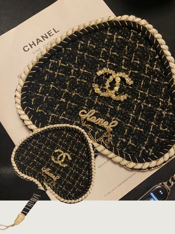CHANEL Bamboo Black Trim Fan