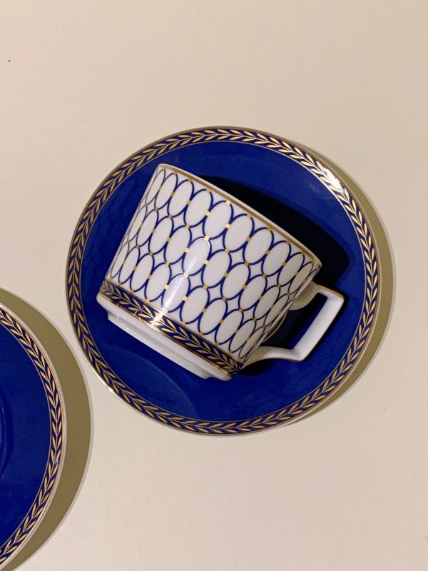 Custom Midnight Blue Bone China Cup Set