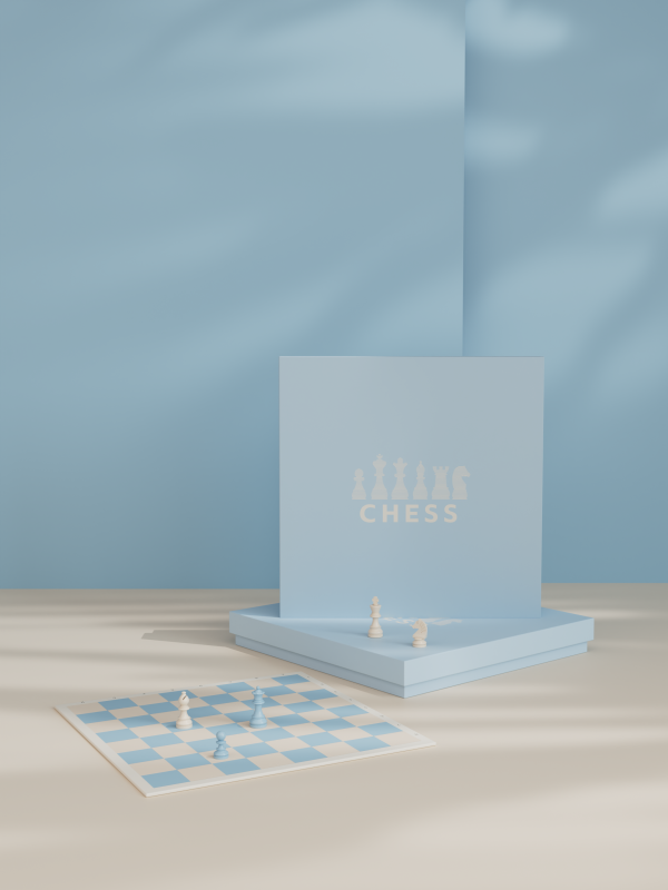 Romantic Blue Leather Chess Set