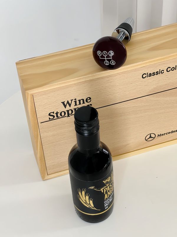 Benz Wine Stopper Gift Set Wooden Box