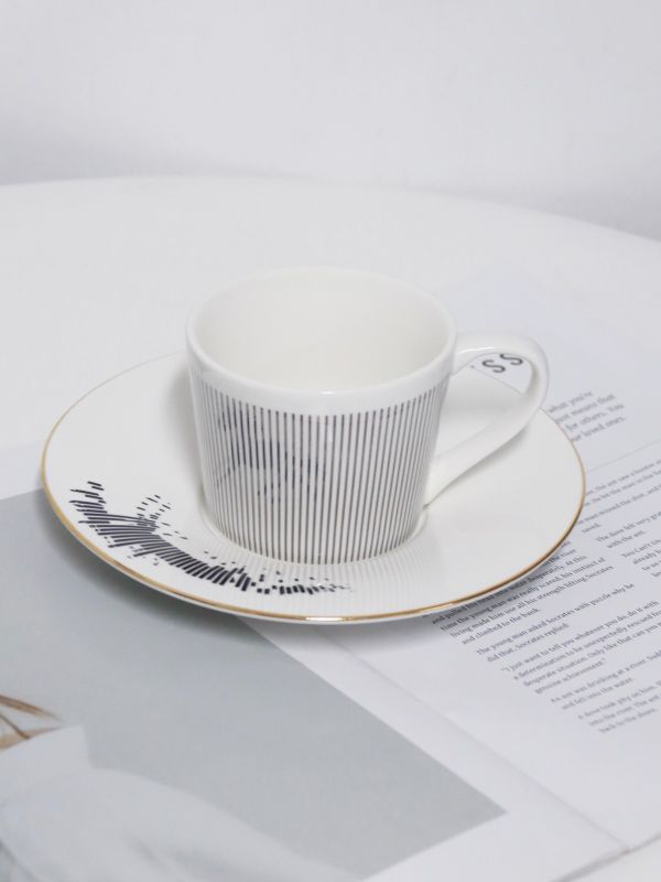 Custom Line Art Coffee Cup & Saucer Gift Set