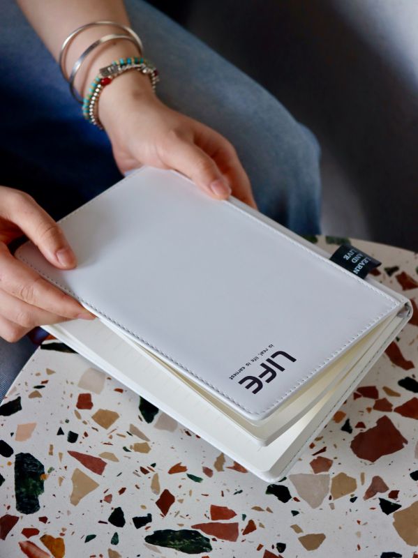 Corporate Gift White Leather Notebook
